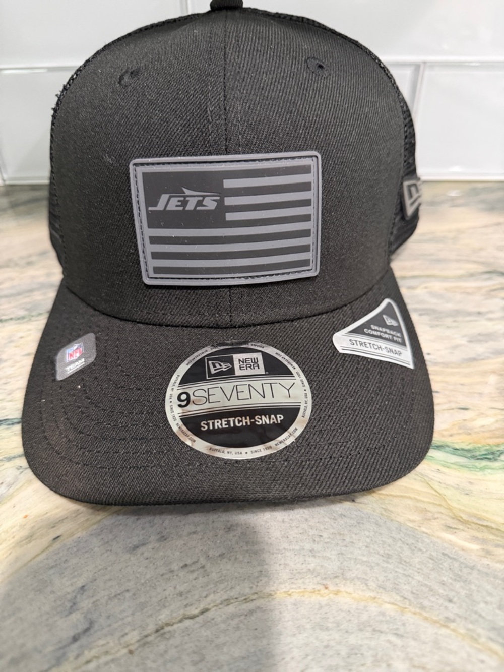 New Era Black Jets 9FORTY Stretch-Snap Cap